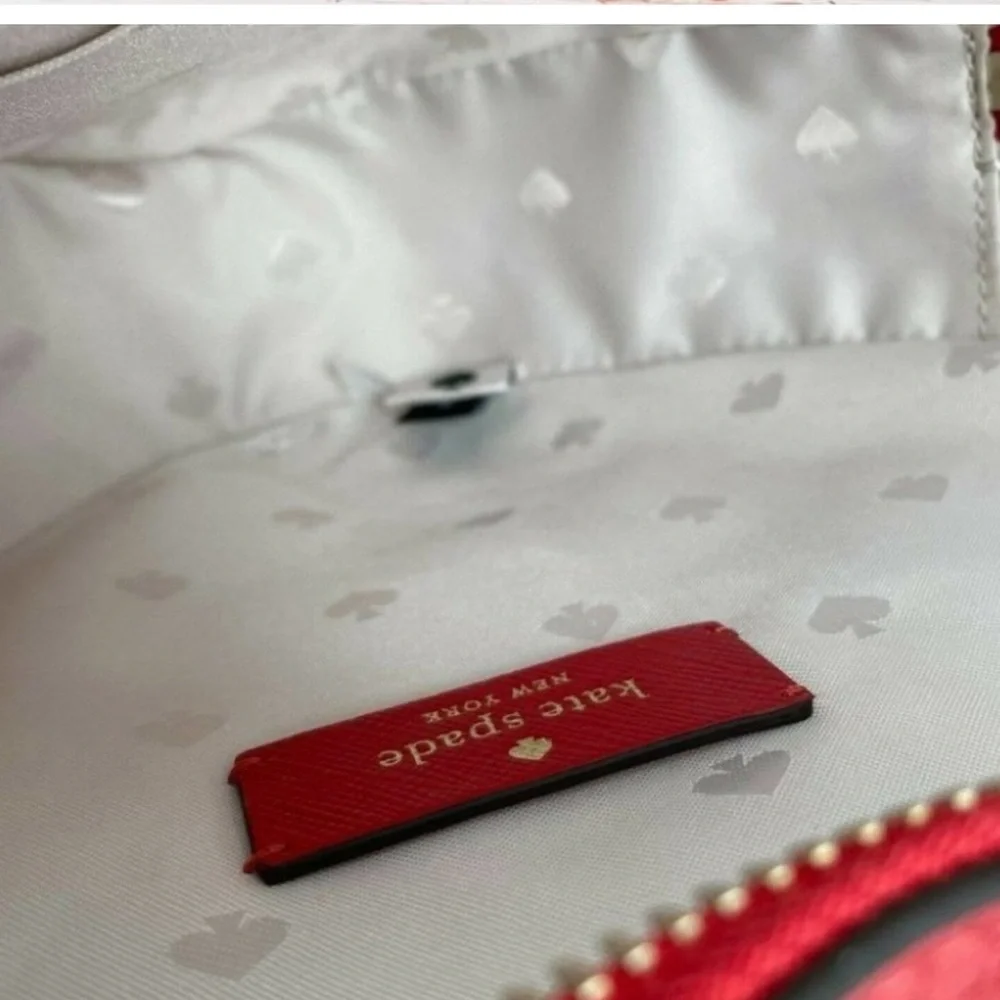 Kate Spade Love Shack Heart Crossbody Purse Leather Candied Cherry Red